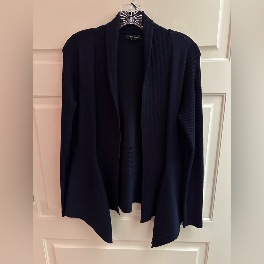 Verve Ami Navy Blue Draped Sweater